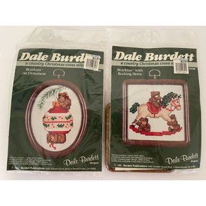Dale Burdett Cross Stitch Set of 2 Christmas Cross Stitch Kits Vintage 1986